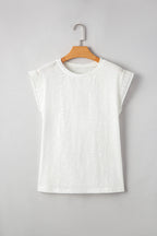 Ivy Lace Patchwork Cap Sleeve Round Neck Top