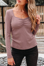 Cora Square Neck Ribbed Fit Long Sleeve Top