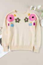 Tiana Pattern Ribbed Edge Sweater