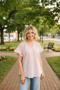 A Different Side Of Me Gingham Blouse in Dusty Rose