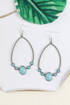 Silver Western Turquoise Water Drop Hook Earrings