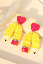 Yellow Heart Pencil Earrings