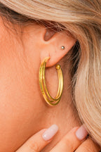 Gold Minimalist Triple Hoop Earrings