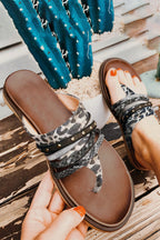 Annie Studded Animal Print Flip Flops