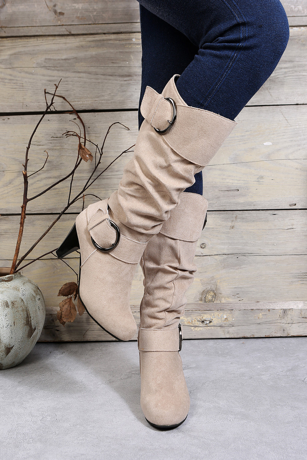 Kennedy Dual Buckle Strap Side Zip Boots