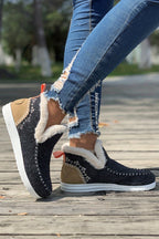 Anna Suede Stitching Plush Lined Anklet Boots