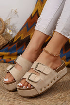 Suede Buckle Decor Footbed Sandal Slippers