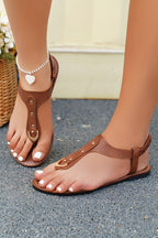 Luna Hollow Out Clip Toe Flat Sandals