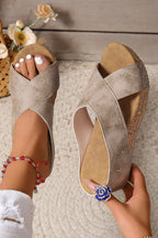 Wren Criss Cross Wedge Slippers
