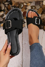 Buckled Strap Flat Chic Slippers