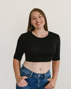Crew Neck Elbow Sleeve Halftee