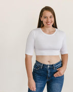 Crew Neck Elbow Sleeve Halftee