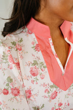 Blooming Season Split Neck Floral Blouse
