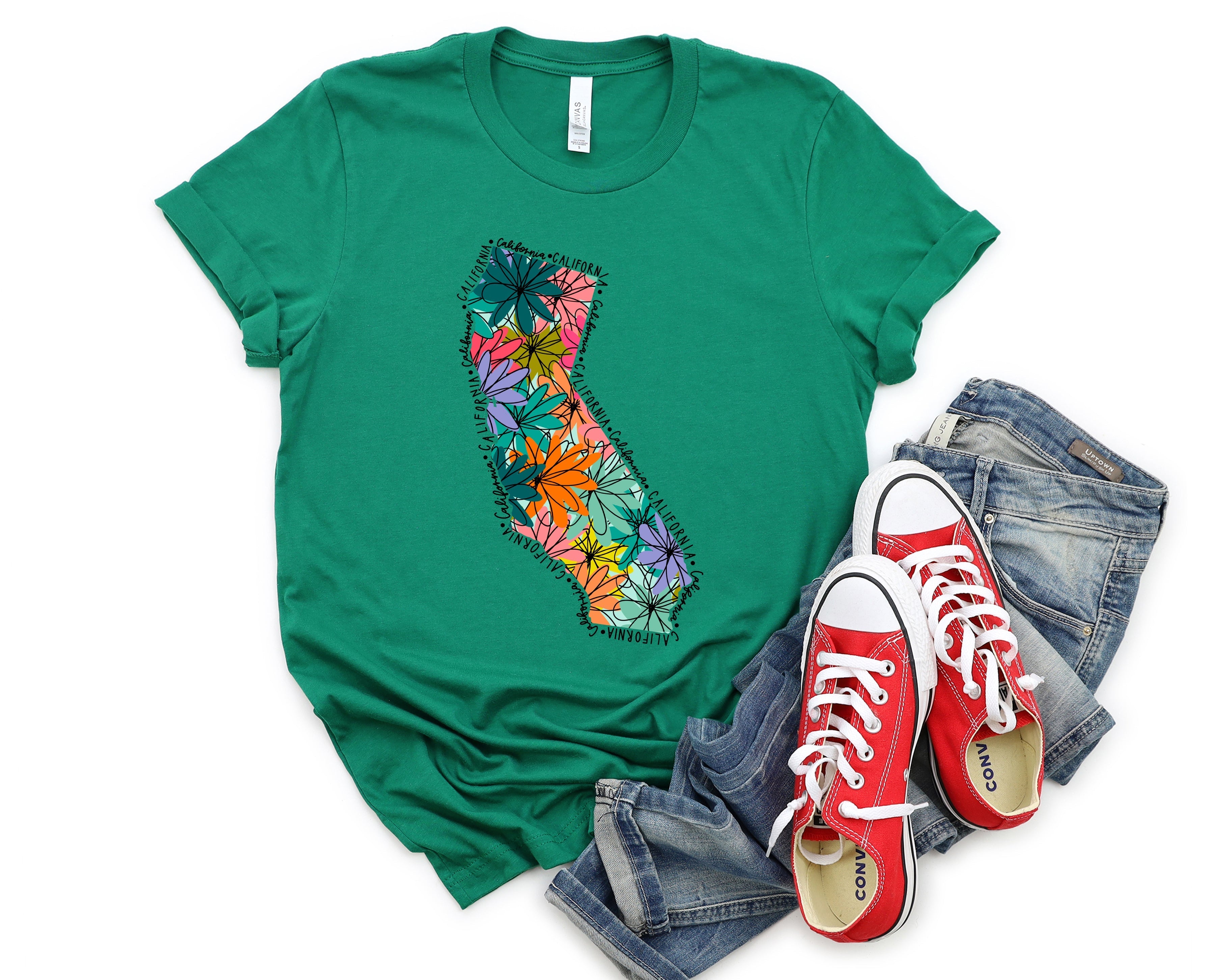 Wholesale California Floral Graphic Tee - White