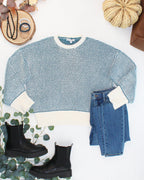 IN STOCK Charlotte Sweater - Teal and Ivory