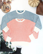 IN STOCK Charlotte Sweater - Teal and Ivory