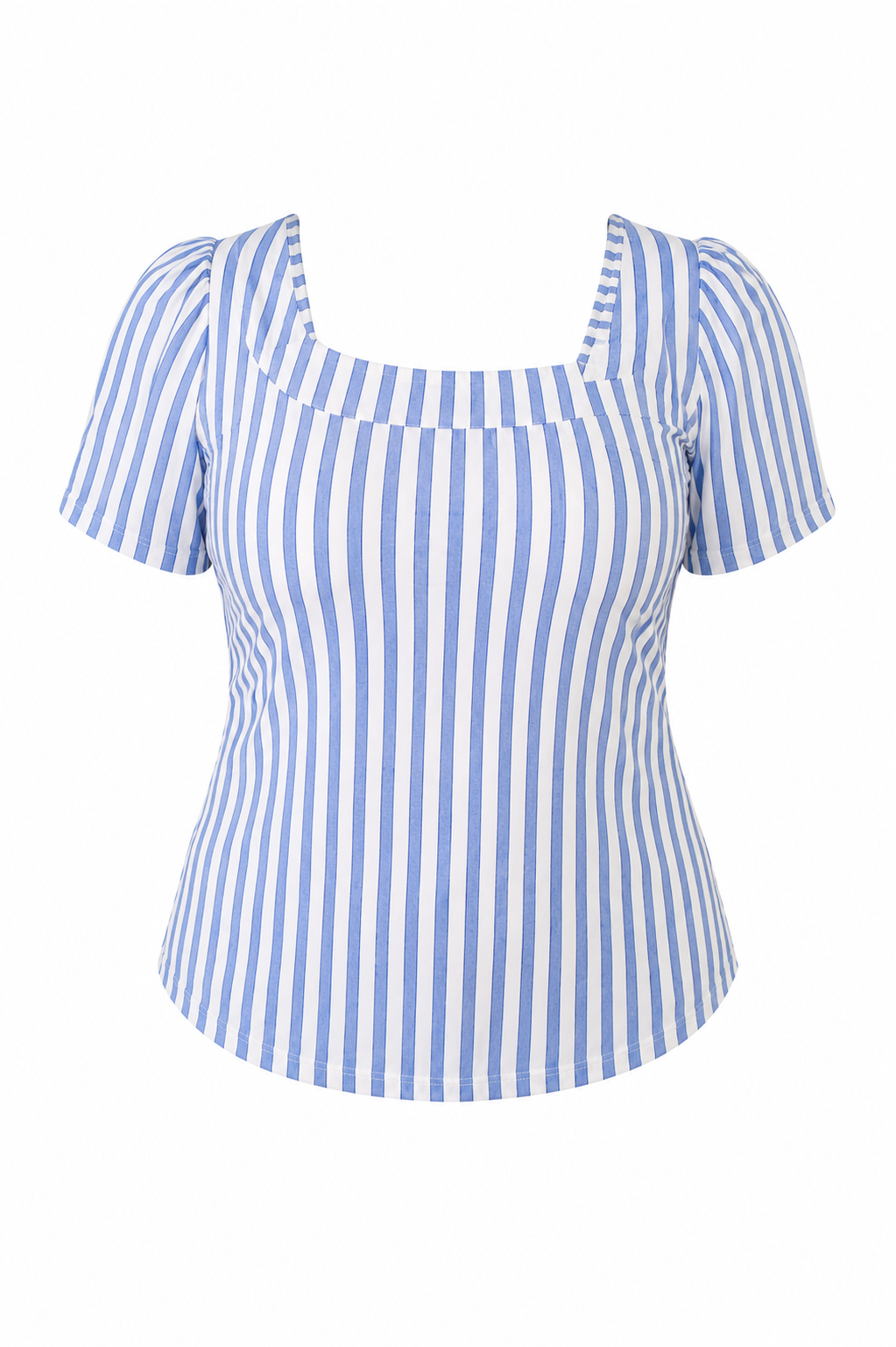Kirsten- Blue Striped Puff Sleeve Top