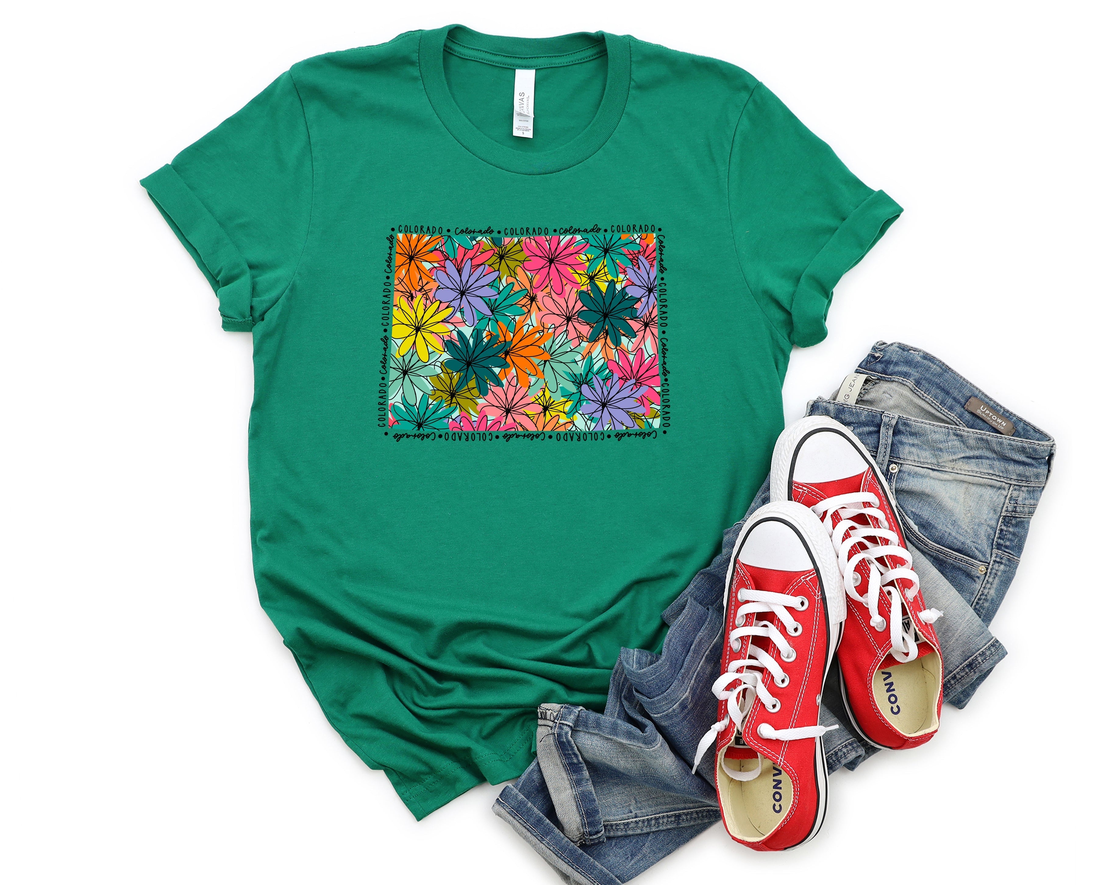 Wholesale Colorado Floral Graphic Tee - White