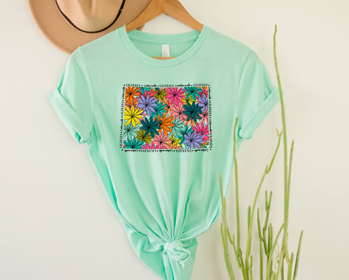 Wholesale Colorado Floral Graphic Tee - Kelly Green
