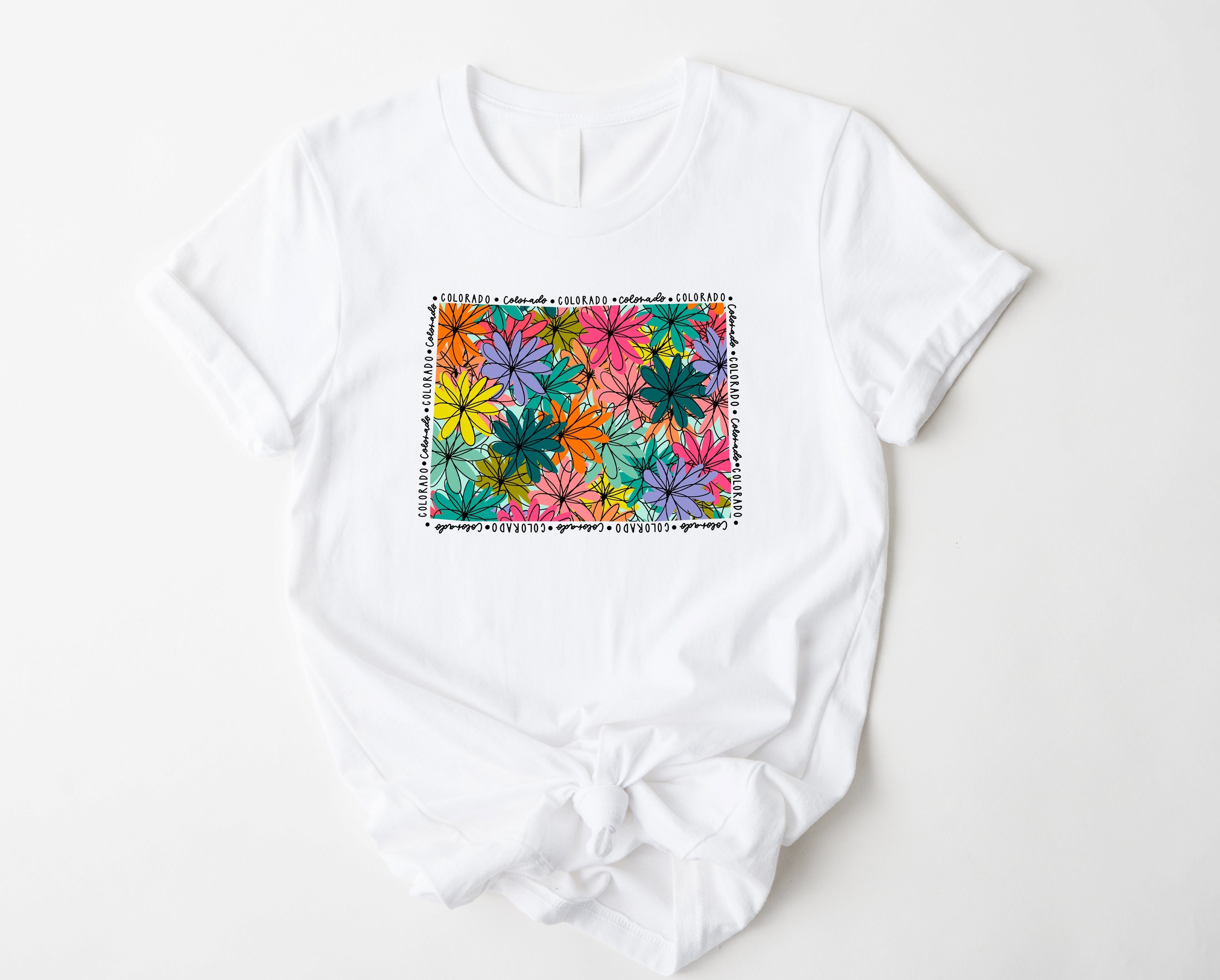 Wholesale Colorado Floral Graphic Tee - Mint