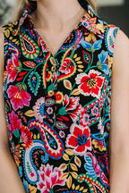 Coral Sands Collared Tank Dress in Dark Floral Paisley