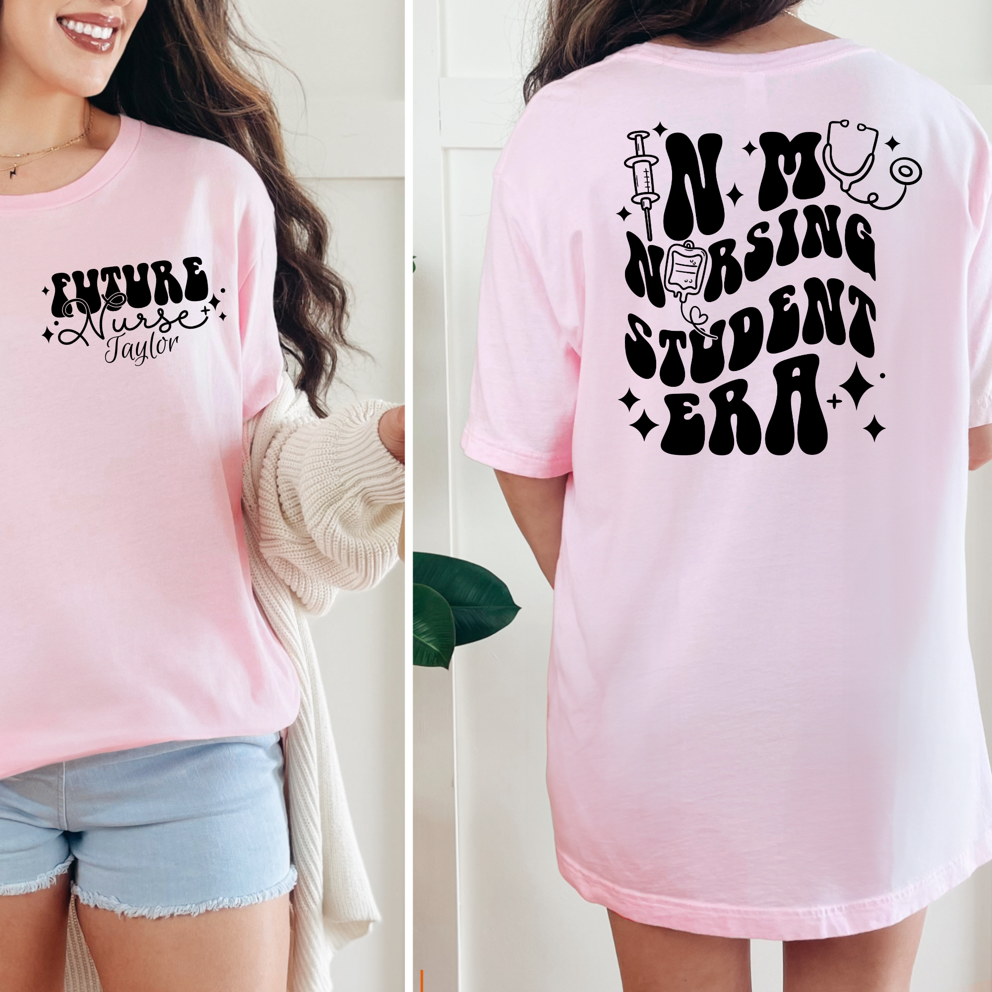 Wholesale Custom Future Nurse Graphic Tee - Pink Tee