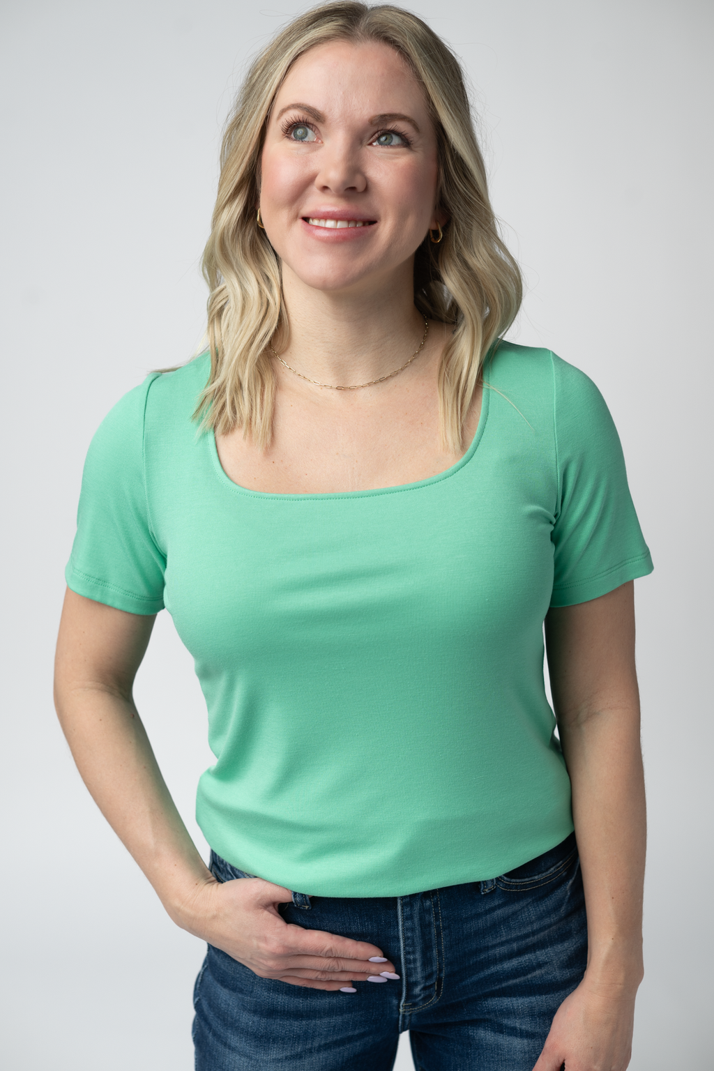 IN STOCK Short Sleeve Alyssa Top - Aquamarine