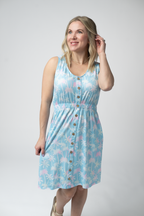 IN STOCK Beverly Button Dress - Aqua Palm