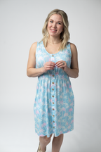 IN STOCK Beverly Button Dress - Aqua Palm
