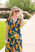 IN STOCK Harley High-Low Dress - Navy Citrus FINAL SALE