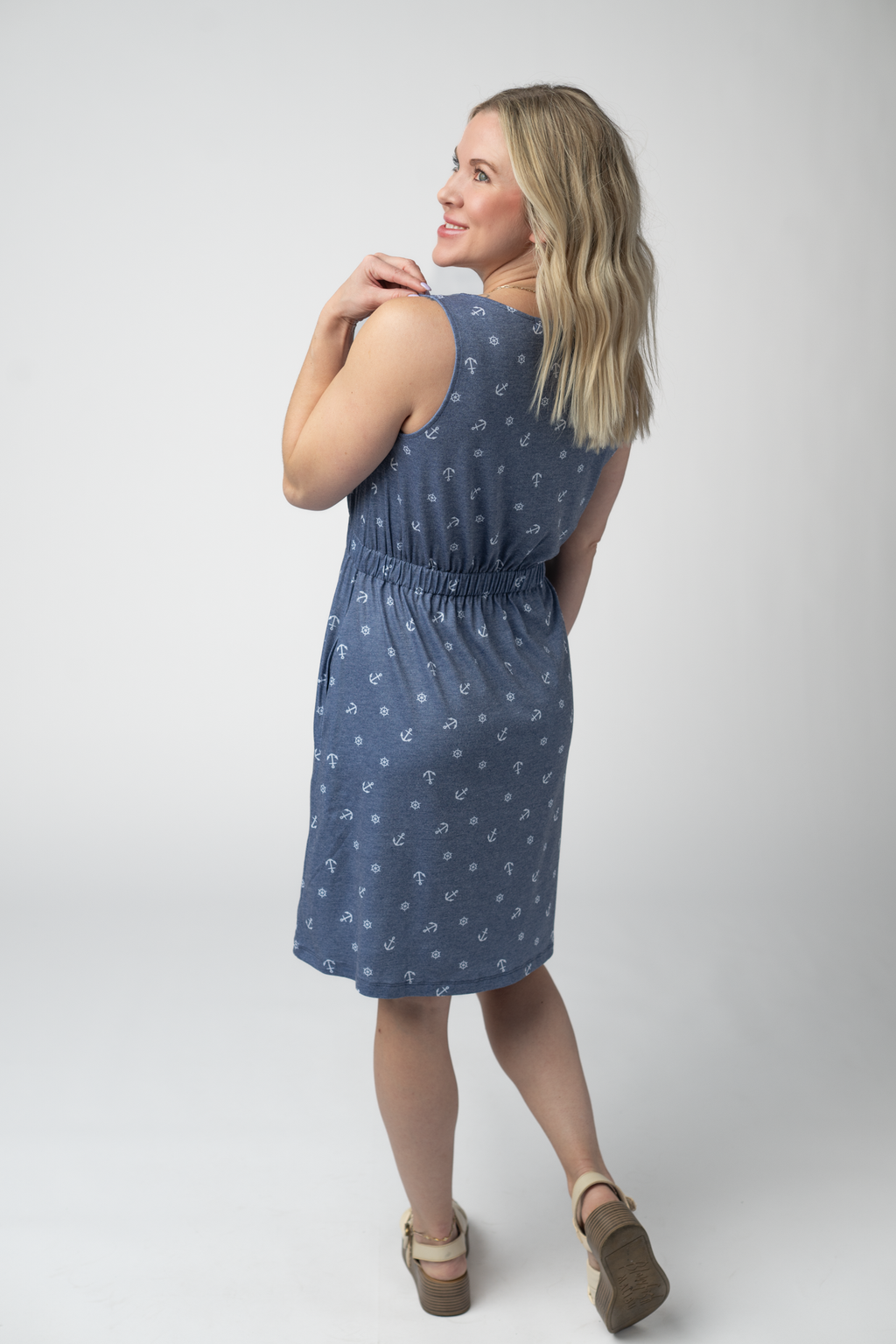 IN STOCK Beverly Button Dress - Nautical Navy