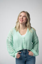 IN STOCK Callie Cropped Cardigan - Mint FINAL SALE
