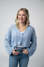 IN STOCK Callie Cropped Cardigan - Sky Blue FINAL SALE