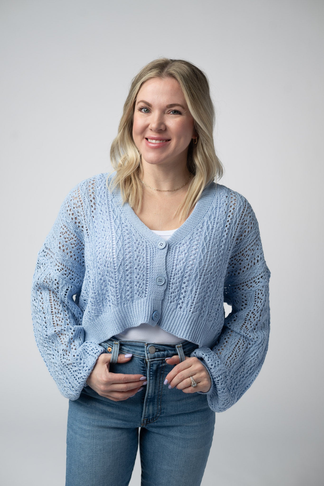 IN STOCK Callie Cropped Cardigan - Sky Blue FINAL SALE