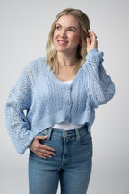 IN STOCK Callie Cropped Cardigan - Sky Blue FINAL SALE