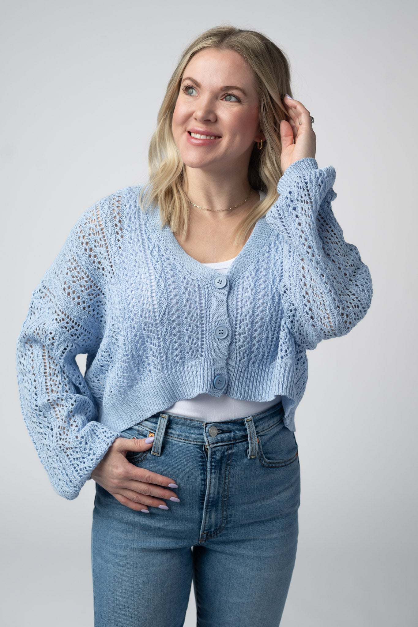 IN STOCK Callie Cropped Cardigan - Sky Blue FINAL SALE