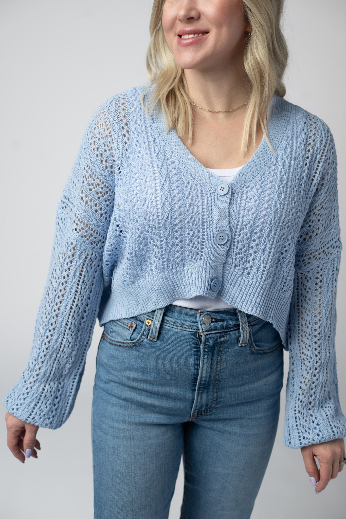IN STOCK Callie Cropped Cardigan - Sky Blue FINAL SALE