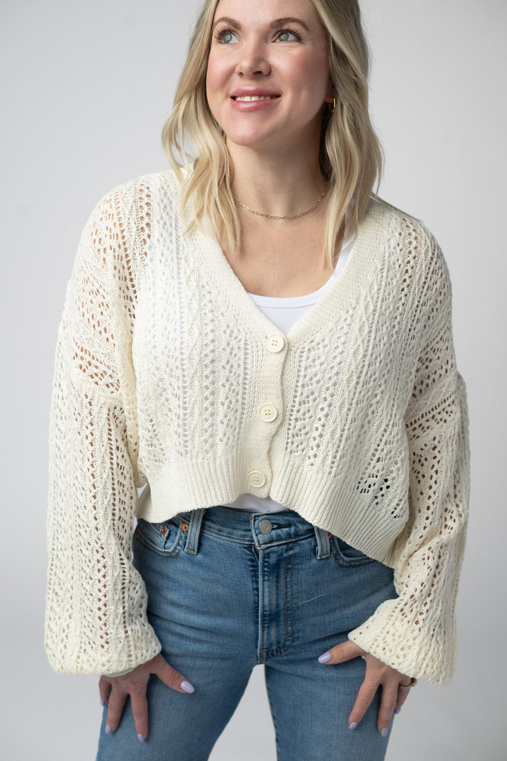 IN STOCK Callie Cropped Cardigan - Ivory FINAL SALE
