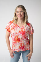 IN STOCK Raelynn V-Neck Top - Sunset Tropical Floral