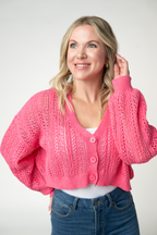 IN STOCK Callie Cropped Cardigan - Pink FINAL SALE