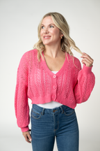IN STOCK Callie Cropped Cardigan - Pink FINAL SALE