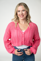 IN STOCK Callie Cropped Cardigan - Pink FINAL SALE