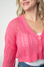 IN STOCK Callie Cropped Cardigan - Pink FINAL SALE