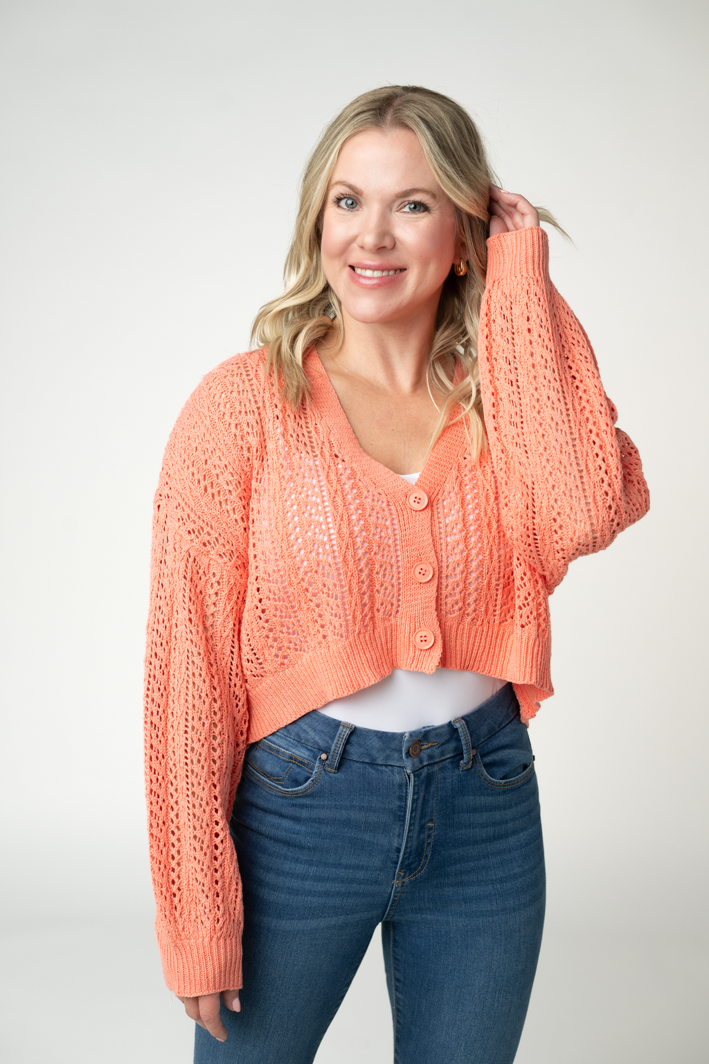 IN STOCK Callie Cropped Cardigan - Melon FINAL SALE