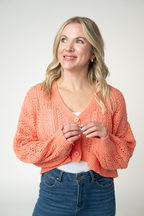 IN STOCK Callie Cropped Cardigan - Melon FINAL SALE