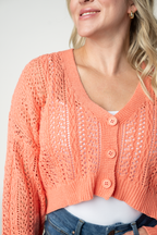 IN STOCK Callie Cropped Cardigan - Melon FINAL SALE