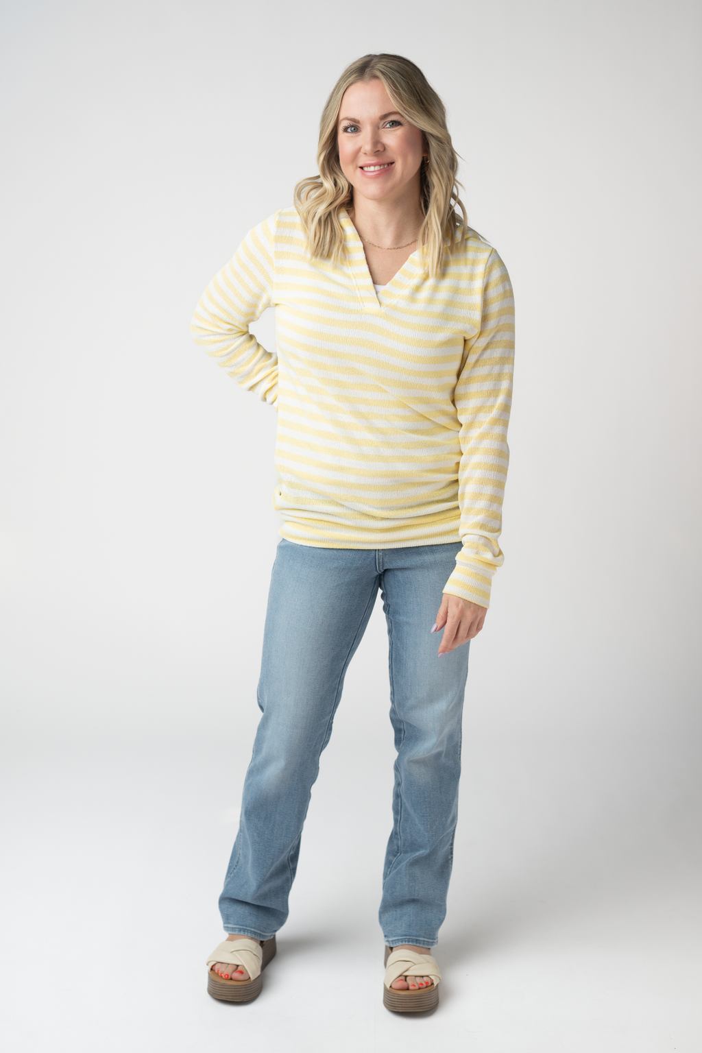 IN STOCK Amelia Striped Hoodie - Lemon