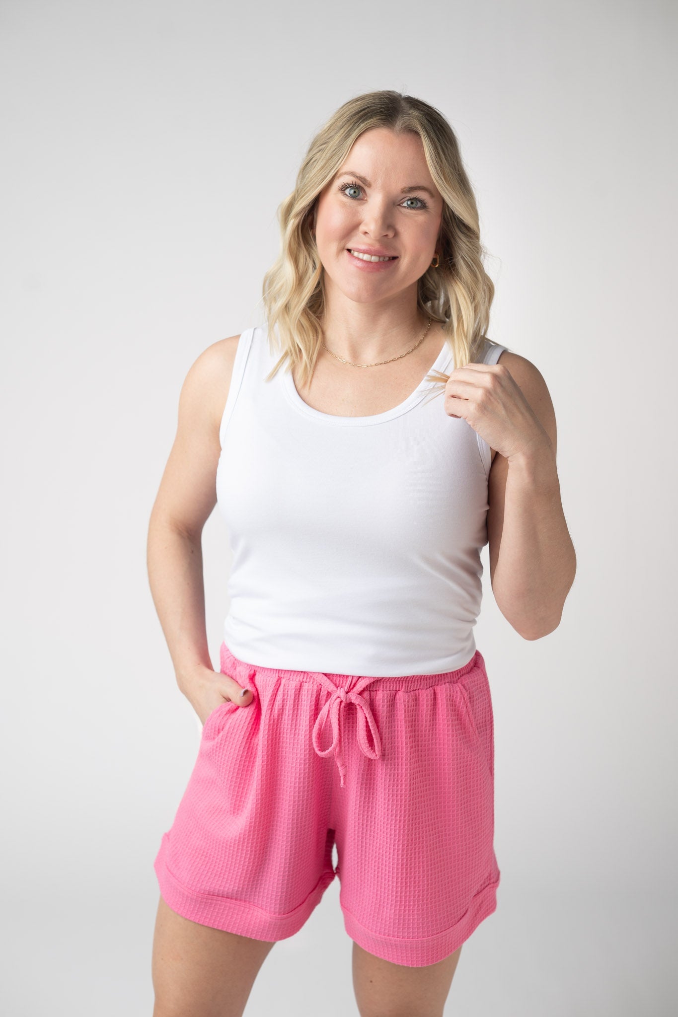IN STOCK Weslie Waffle Shorts - Pink