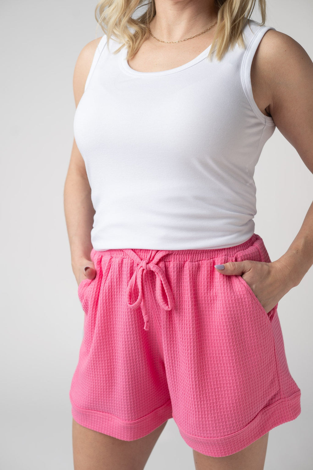 IN STOCK Weslie Waffle Shorts - Pink