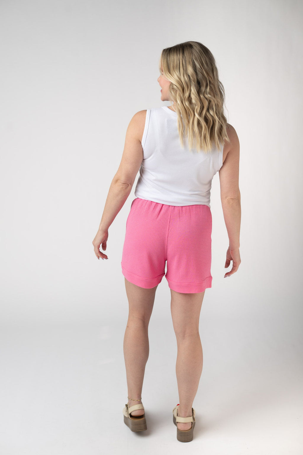 IN STOCK Weslie Waffle Shorts - Pink